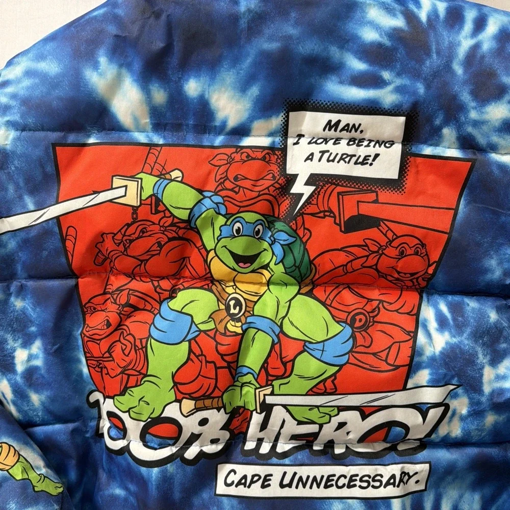 Teenage Mutant Ninja Turtles Blue Tie Dye Kids Hooded Coat Size 10/12 TMNT Outsi